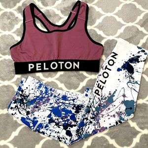 Peloton Mauve Bra and MF Splatter Capris